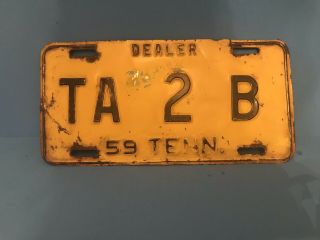 Vintage 1959 Tennessee Dealer License Plate Ta 2 B