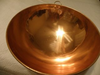 Copper 11 1/4 Inch Diameter Mixing Bowl,  Made In Portugal