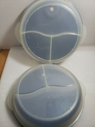 2 Tupperware Lg Crystal Wave Divided Container 3284C - 1 Vented Lid Sheer Blue 3