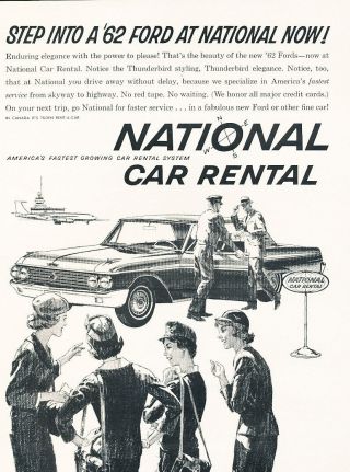 1962 National Rental Flight Attendants Vintage Advertisement Car Print Ad J478