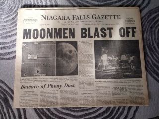 Vintage Niagara Falls Gazette Newspaper 7/21 1969 Moon Niagara Falls Ny Complete