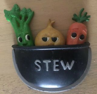 Vintage Anthropomorphic Onion Carrot Celery Stew Rubber Magnets