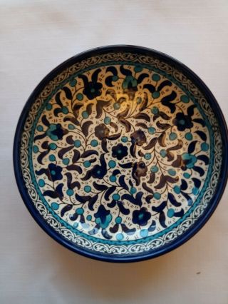 Vintage Jerusalem Armenian Ceramic Hand Painted Bowl
