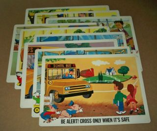1966 Disney School Bus Safety Poster Set (complete Set Of 9) Brer Bear Pinnochio