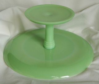 Vintage Jadeite Green Milk Glass Cake Stand 4