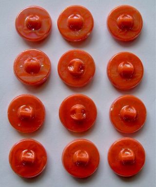 12 x 18mm Vintage Coral Glass Buttons With Lustre 4