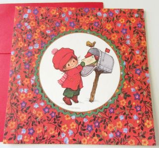 Vtg Christmas Card Calico Christmas Child At Mailbox By Bird Dbgc Woods