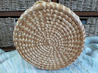 Charleston Sweet Grass Basket sea gullah handle vintage attached lid S Carolina 5
