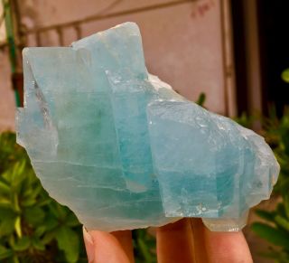WoW 626 Gram Top Class Damage Terminated Blue Color Aquamarine Crystal 2