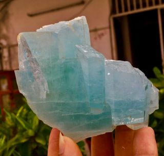 WoW 626 Gram Top Class Damage Terminated Blue Color Aquamarine Crystal 3