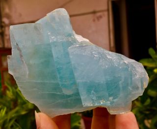 WoW 626 Gram Top Class Damage Terminated Blue Color Aquamarine Crystal 4
