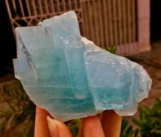 WoW 626 Gram Top Class Damage Terminated Blue Color Aquamarine Crystal 5