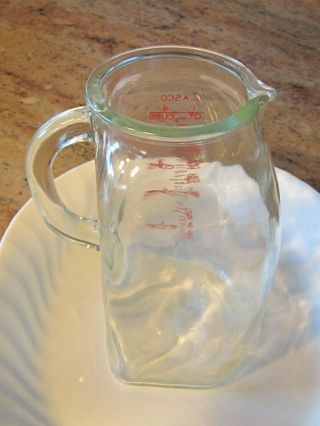 VINTAGE Glasco GLASS Belly Bump Baby Formula Measuring PITCHER 1 QT 4 CUP,  USA 3
