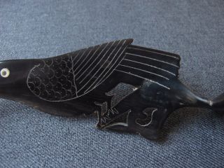 VINTAGE INDONESIAN CARVED BUFFALO HORN BIRD SHAPED HANDLE SPOON 8097D 8