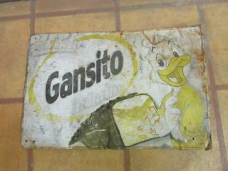 Old Gansito Sign Mexican Restaurant Bar - Vintage - Metal - Wall - 16x24 In - Pan - Bakery