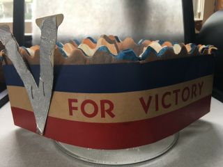 Rare Antique Wwii “v For Victory” Patriotic Fourth Of July Parade Hat