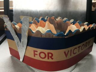 Rare Antique WWII “V For Victory” Patriotic Fourth of July Parade Hat 2