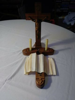 Vintage Catholic Sick Call Cross Crucifix Last Rites Jesus Christ Antique