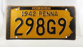 1942 Pennsylvania Passenger License Plate Pair -