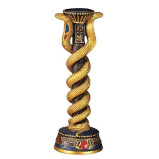 Egyptian Intertwined Cobra Goddess Candlestick Candle Holder