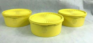 Vintage Tupperware Servalier Canister Set With Lids Yellow 1204 - 13,  1204 - 14 Usa