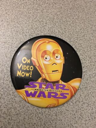 Star Wars Vintage Droids Cartoon Animated Classics On Video Now Button Rare