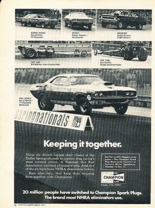 1971 Plymouth Barracuda Pro Race Advertisement Print Art Car Ad J582