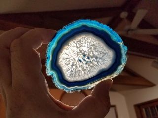 Gorgeous Blue And Crystal Agate Geode Slice 4 " By 3 " 92a