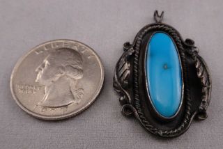 VINTAGE NATIVE AMERICAN HANDMADE STERLING SILVER TURQUOISE PENDANT P9 2