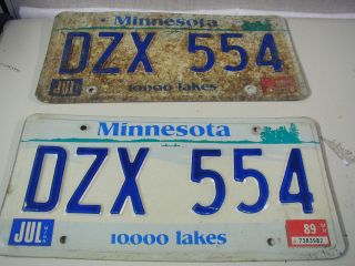 1989 Minnesota License Plate Pair