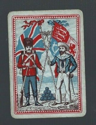 Playing Swap Cards 1 Vint U.  K Wide Soldiers/ Gents Uniforms Flags Gun Sword