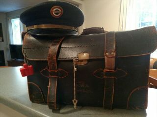 Authentic Aged Vintage Black Leather Pilot Bag Large Travel Briefcase/document