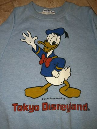 Big Donald Duck Sweater Disneyland Disney Crewneck Sweatshirt Tokyo Japan 80s