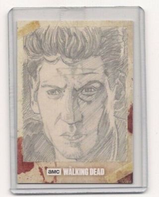 Walking Dead Hunters & The Hunted Shane Walsh Sketch Card By Frank A.  Kadar 1/1