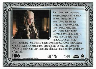 2019 Game of Thrones Inflexions Silver Parallel 149 Jon and Daenerys 50/75 2