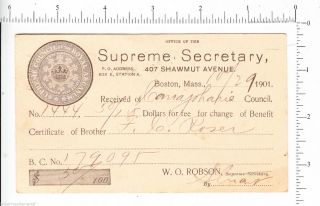 5559 Supreme Council Of The Royal Arcanum ‘01 Postcard James Hynes,  Canajoharie