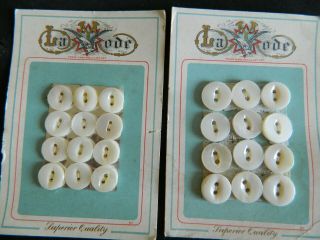 2 Antique - Vtg Mop Pearl Buttons On Store Cards - Tuesday 99 Cent Start