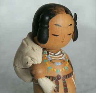 3.  5 " Vintage Japanese Kokeshi Doll Mythology God " Okuninushi " Carry Bag