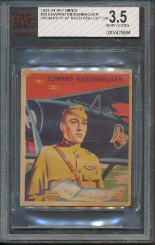 1933 - 34 National Chicle Sky Birds 20 Edward Rickenbacker Bvg Vg,  3.  5 5884