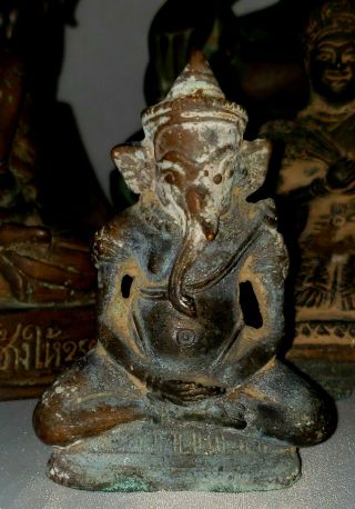 Bronze Ganesh Elephant God Statue Sculpture Figure Buddha