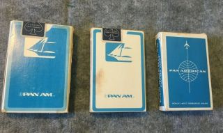 Vintage (3) Decks Of Pan Am Playing Cards