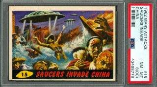 1962 Topps Mars Attacks Saucers Invade China 15 Psa 8 (oc)
