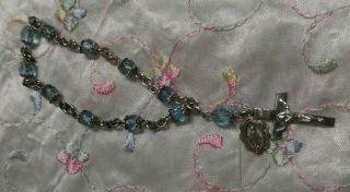 Vintage Sterling Silver And Glass Beads Decade Prayer Beads