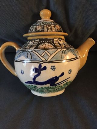 Ysauro Uriarte Puebla Mexico Talavera Pottery LARGE Teapot and 6 Large Cups 3