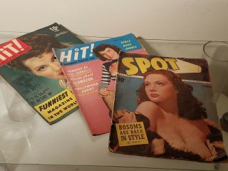 Trio Of Vintage Pin - Up Magazines Spot Hit 1940s Black & White Color