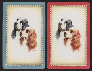 2 Single Vintage Swap/playing Cards Dogs Cocker Spaniels Id 