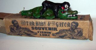 Vintage Black Americana Baby & Gator Novelty Florida Fishing Lure
