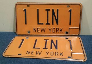 York Vanity License Plate Pair 1 Lin 1.  Lin Chinese Forest Trees Surname