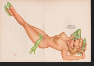 Vargas Playboy Dec 1968 Cute Blonde Wearing Gloves & Bow In Her Hair 11x16