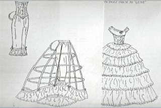 15.  5 " Antique French - Modern Gene Fashion Doll@1860 Undies Hoop Petticoat Pattern